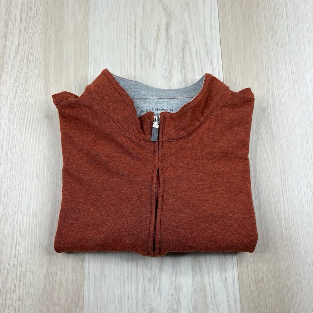 Mizzen and Main Quarter Zip 1/4 Pullover Sweatshirt Mens Size XL Orange